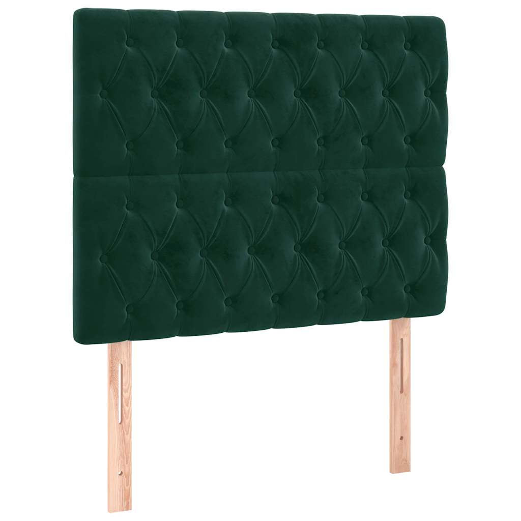 sengegavl mørkegrøn 90x7x118/128 cm fløjl