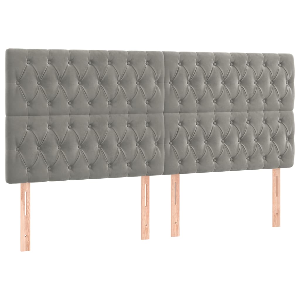 sengegavl lysegrå 180x7x118/128 cm fløjl