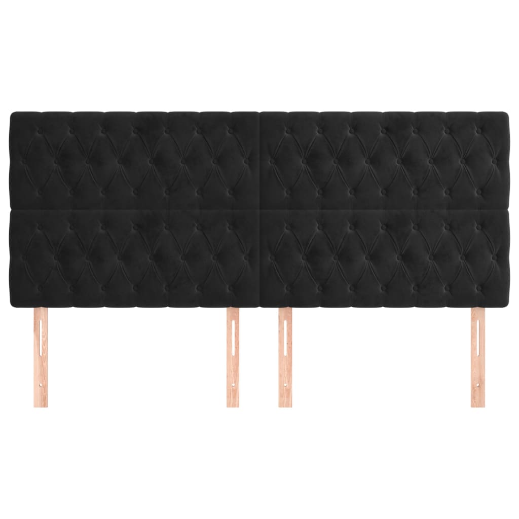 sengegavl sort 180x7x118/128 cm fløjl