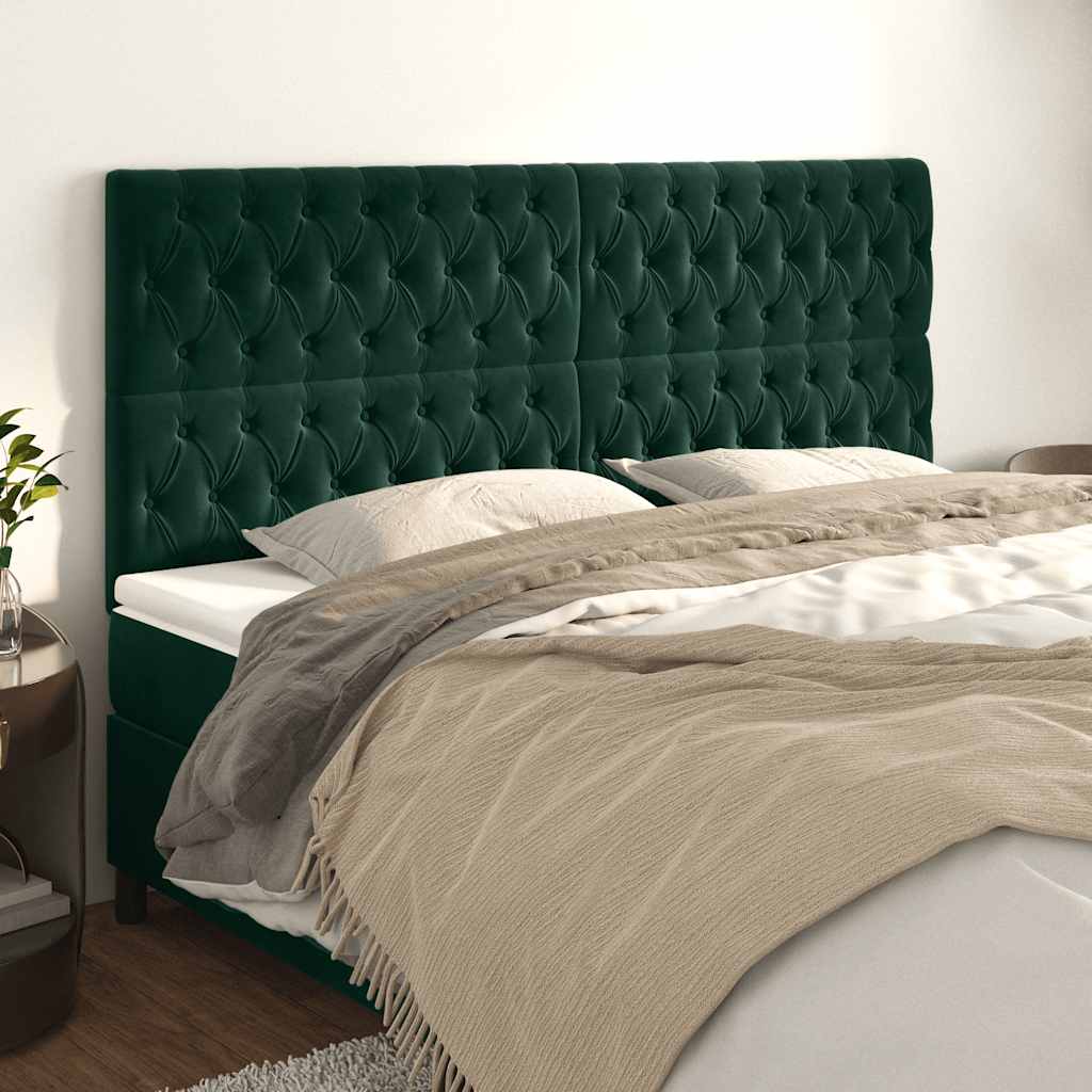 sengegavl mørkegrøn 180x7x118/128 cm fløjl