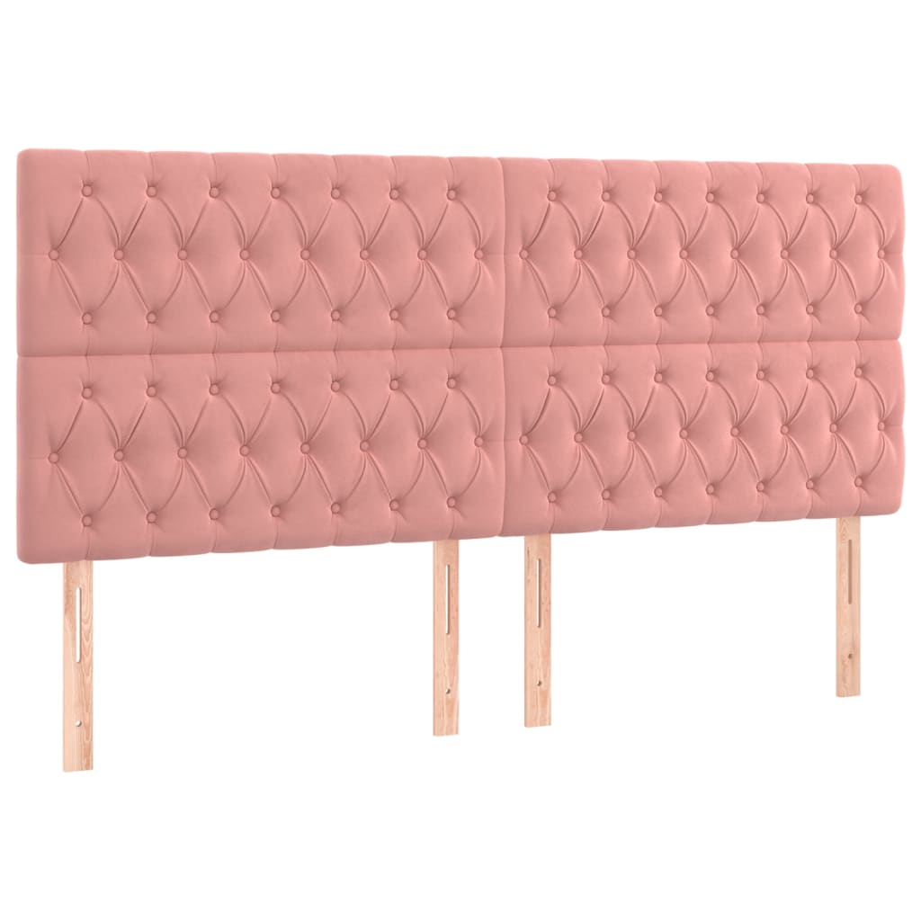 sengegavl lyserød 180x7x118/128 cm fløjl