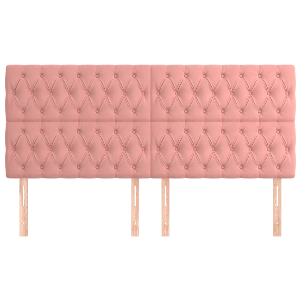 sengegavl lyserød 180x7x118/128 cm fløjl