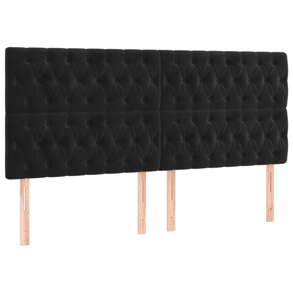 sengegavl sort 200x7x118/128 cm fløjl