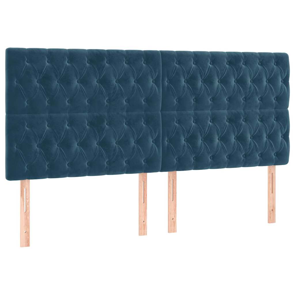 sengegavl mørkeblå 200x7x118/128 cm fløjl
