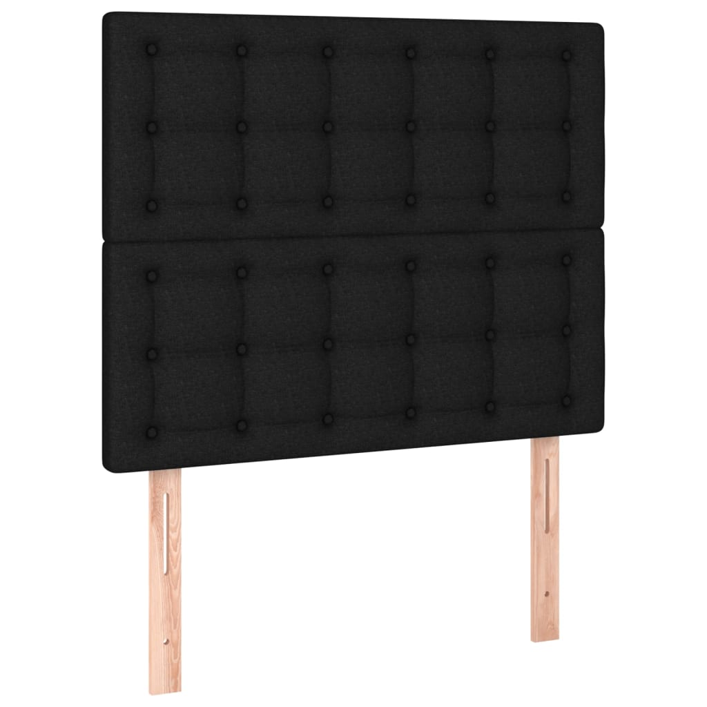 sengegavl sort 80x5x118/128 cm stof