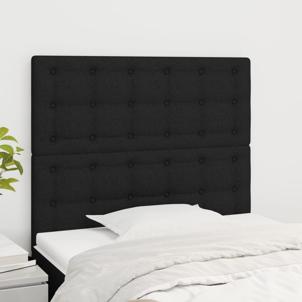 sengegavl sort 80x5x118/128 cm stof