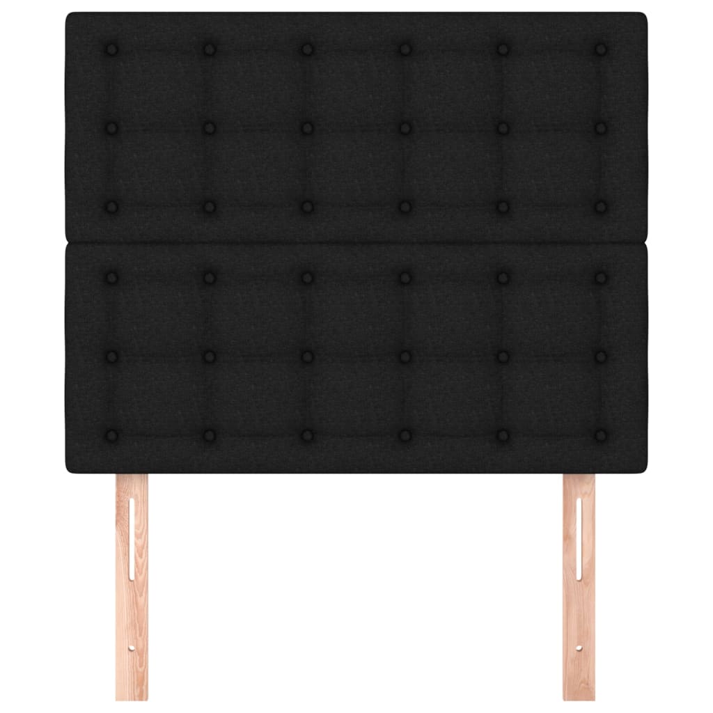 sengegavl sort 100x5x118/128 cm stof