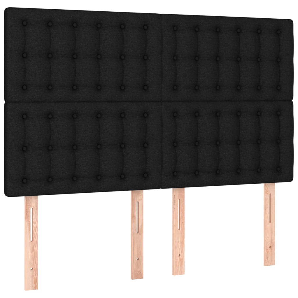 sengegavl sort 144x5x118/128 cm stof