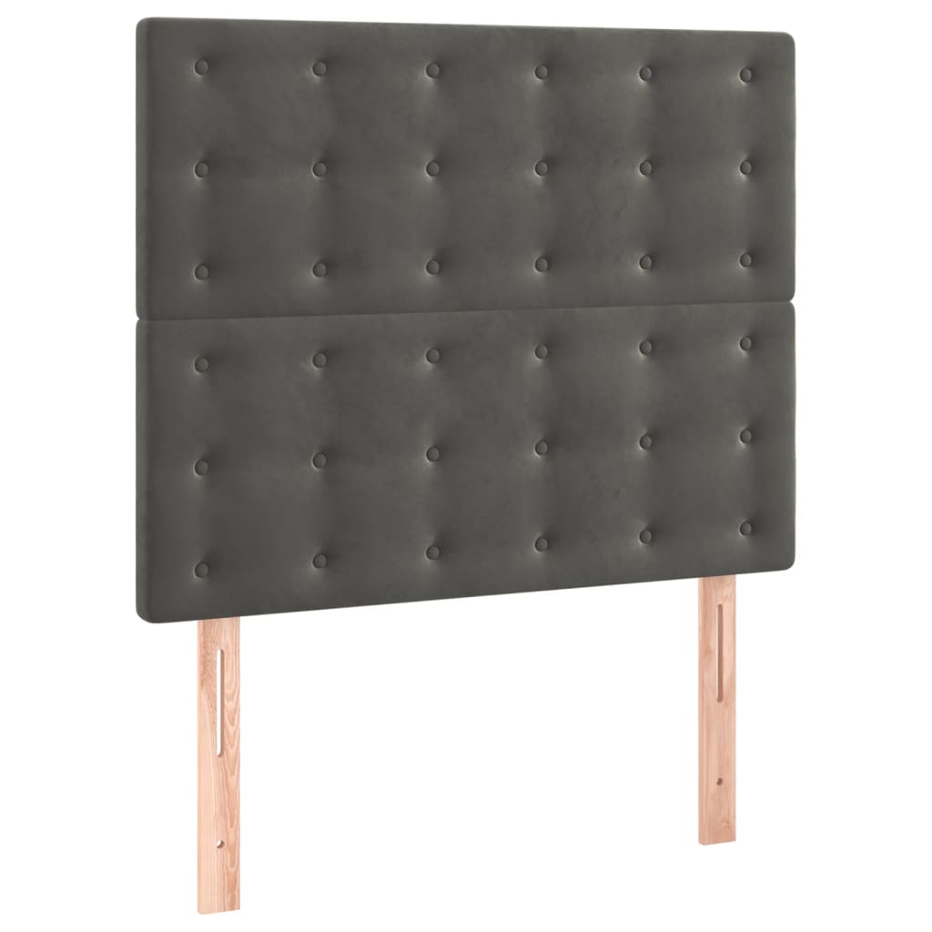 sengegavl mørkegrå 100x5x118/128 cm fløjl