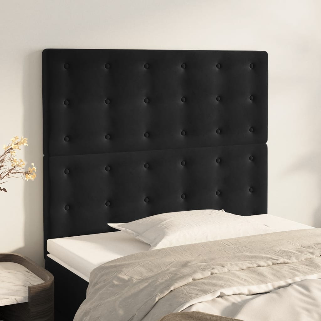 sengegavl sort 100x5x118/128 cm fløjl