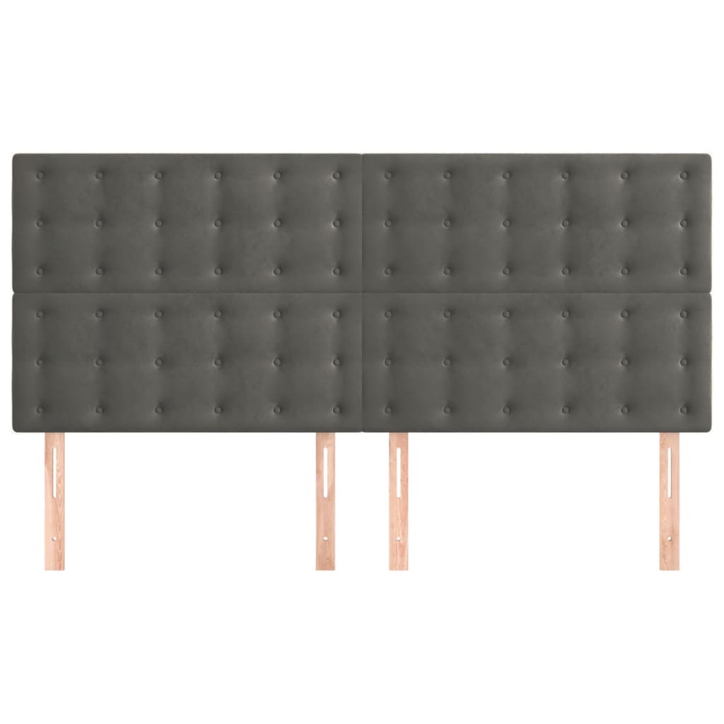 sengegavl mørkegrå 160x5x118/128 cm fløjl