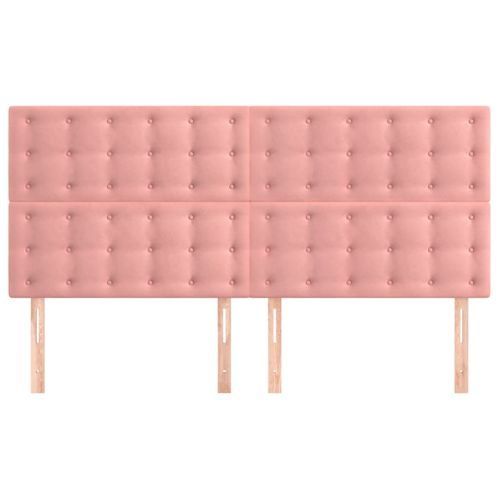 sengegavl lyserød 160x5x118/128 cm fløjl