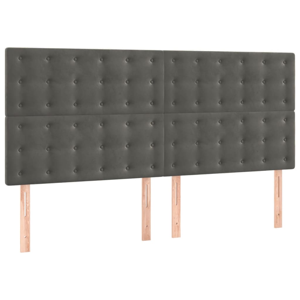 sengegavl mørkegrå 180x5x118/128 cm fløjl
