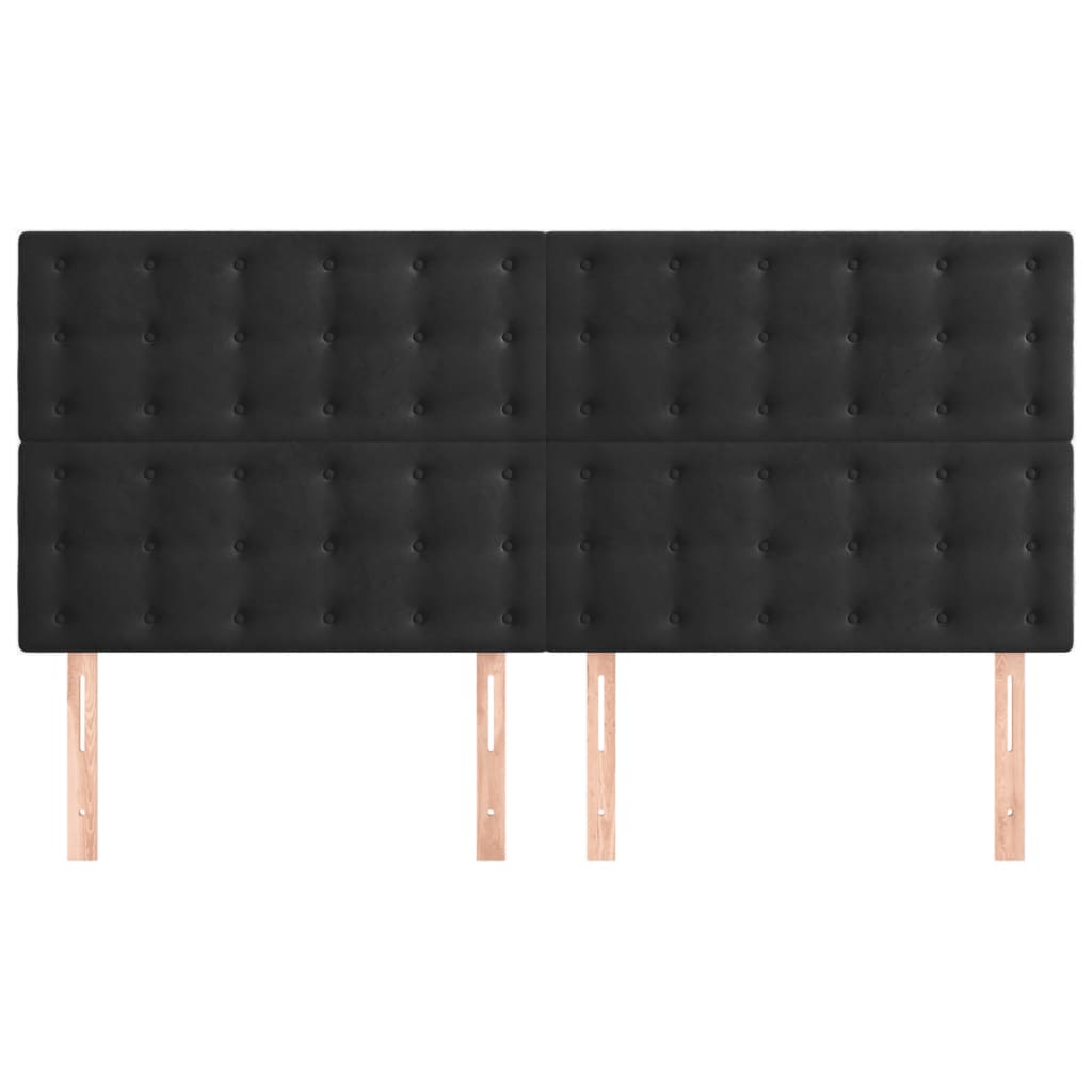 sengegavl sort 180x5x118/128 cm fløjl