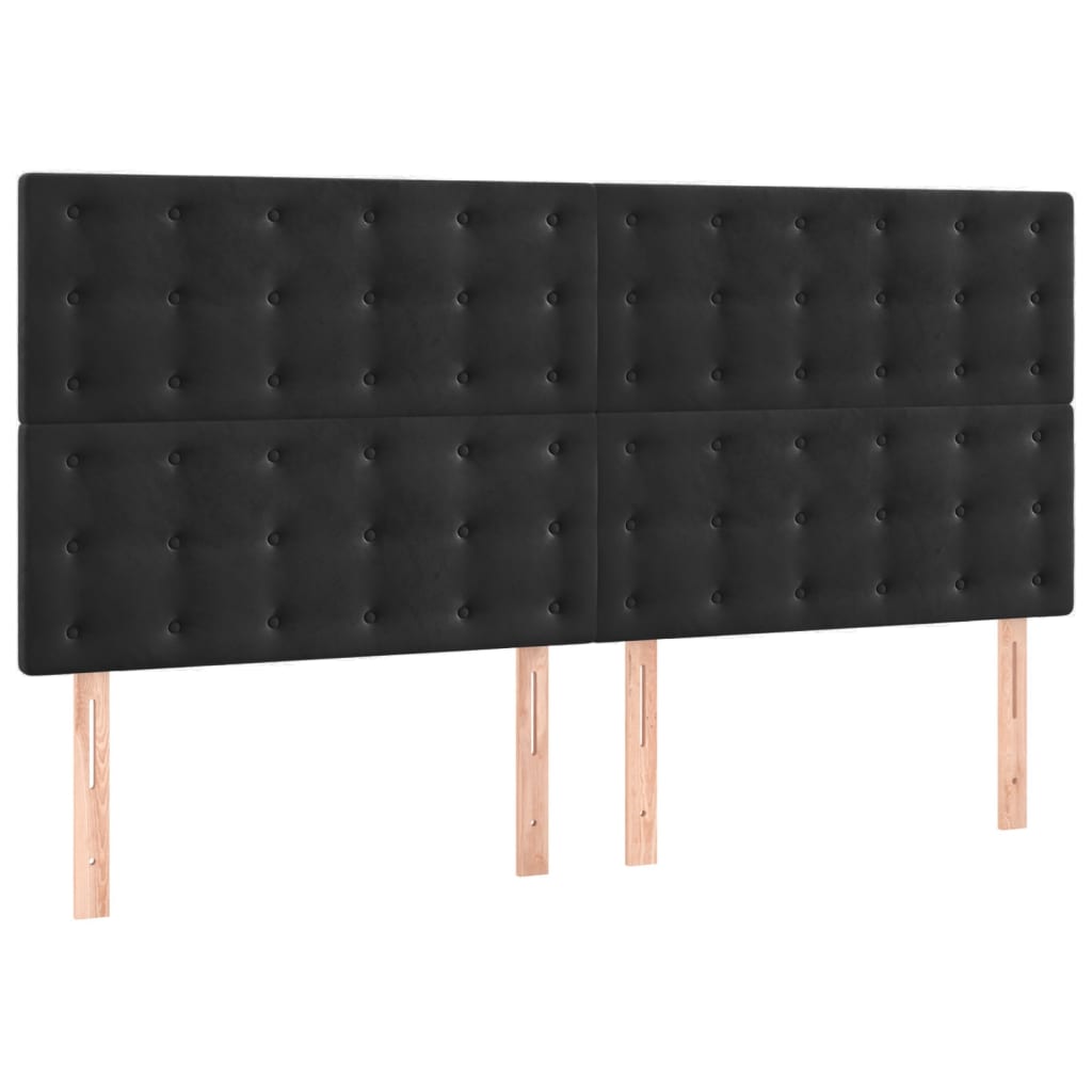 sengegavl sort 200x5x118/128 cm fløjl