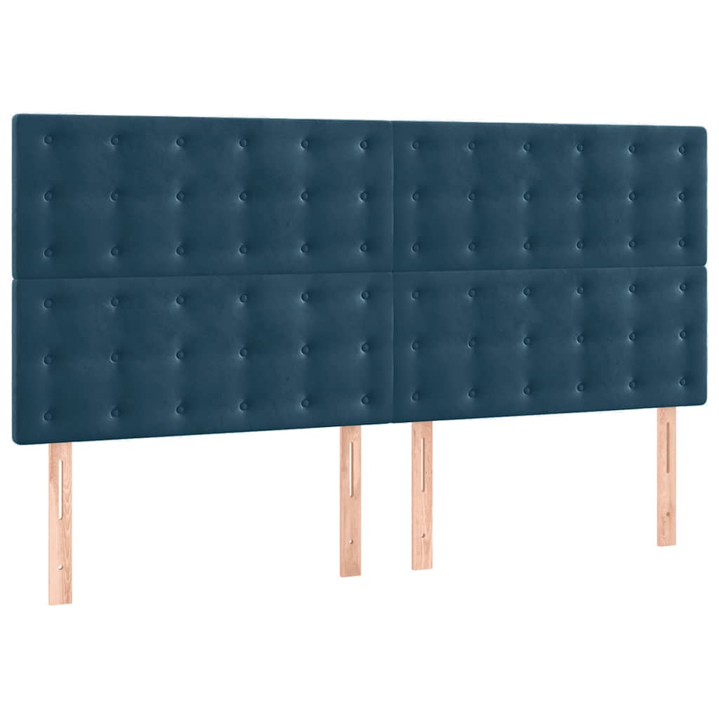 sengegavl mørkeblå 200x5x118/128 cm fløjl