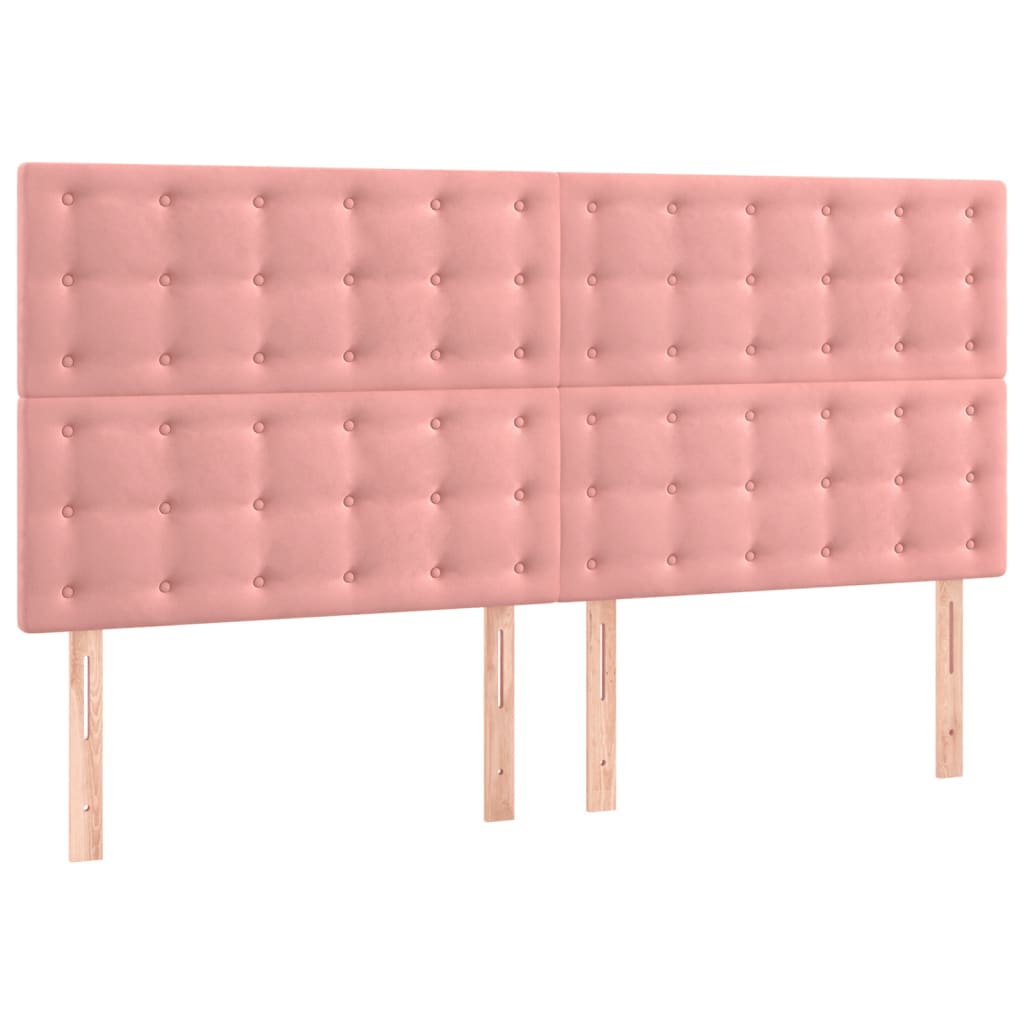 sengegavl lyserød 200x5x118/128 cm fløjl