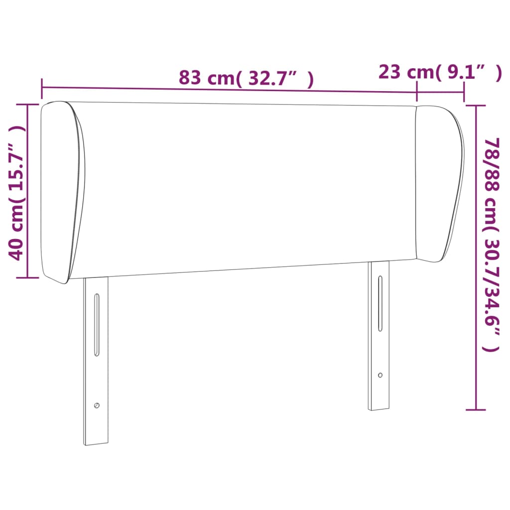 sengegavl med kanter 83x23x78/88 cm stof mørkegrå