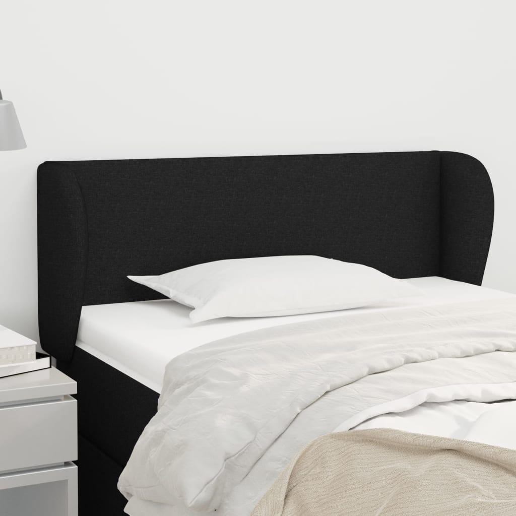 sengegavl med kanter 83x23x78/88 cm stof sort