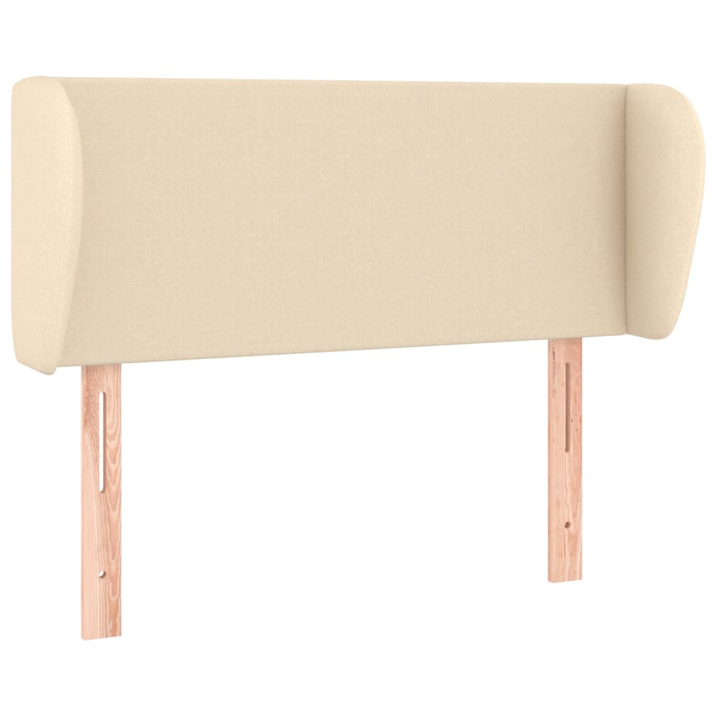 sengegavl med kanter 103x23x78/88 cm stof cremefarvet
