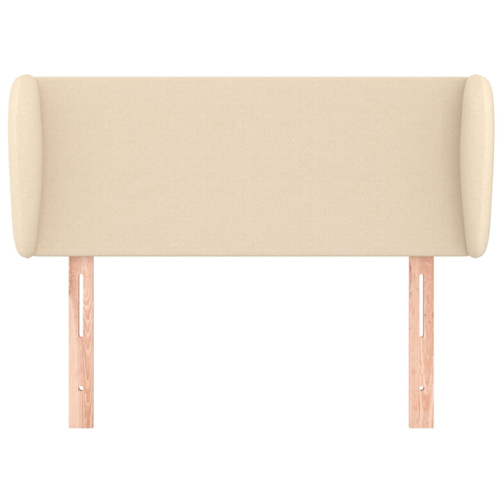 sengegavl med kanter 103x23x78/88 cm stof cremefarvet