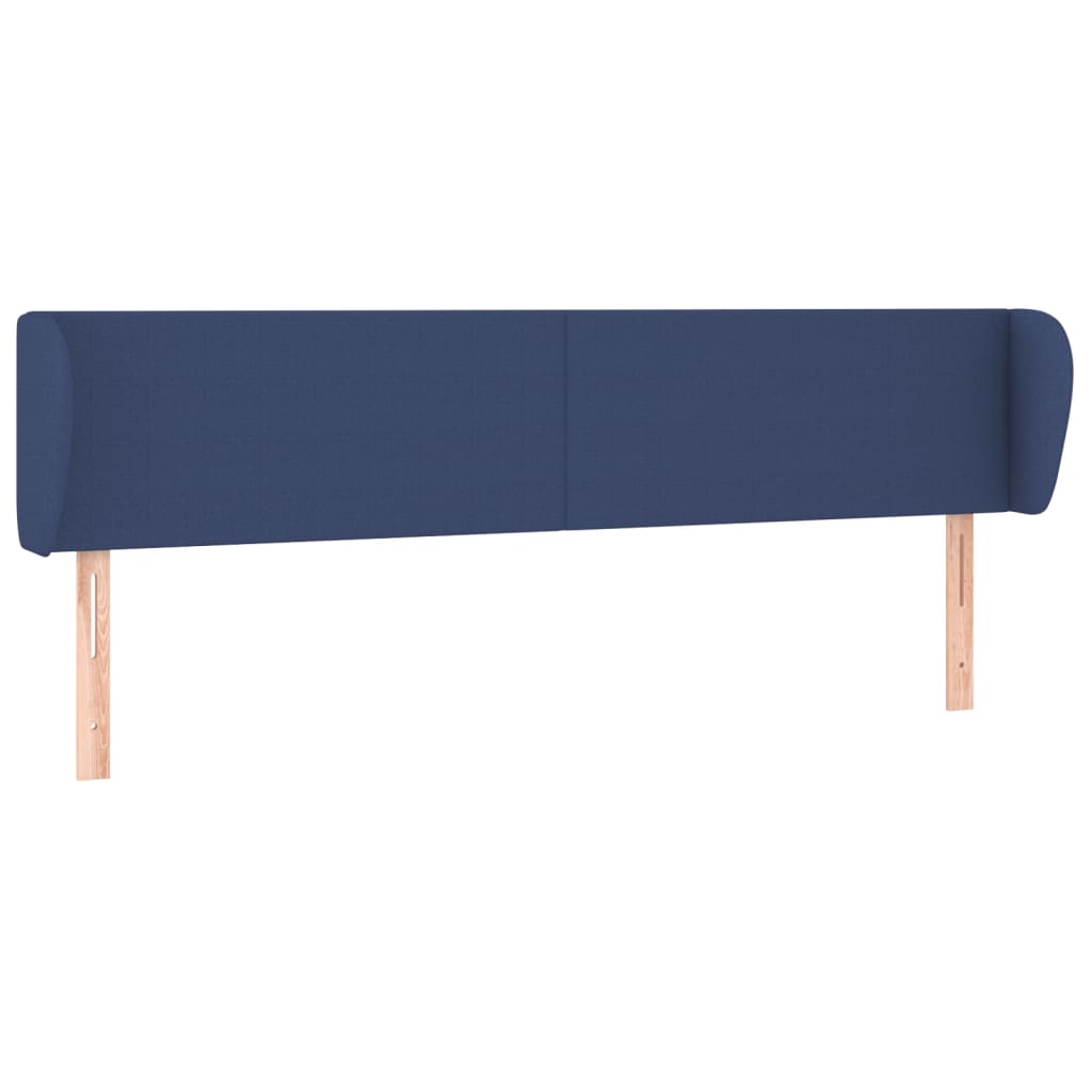 sengegavl med kanter 163x23x78/88 cm stof blå