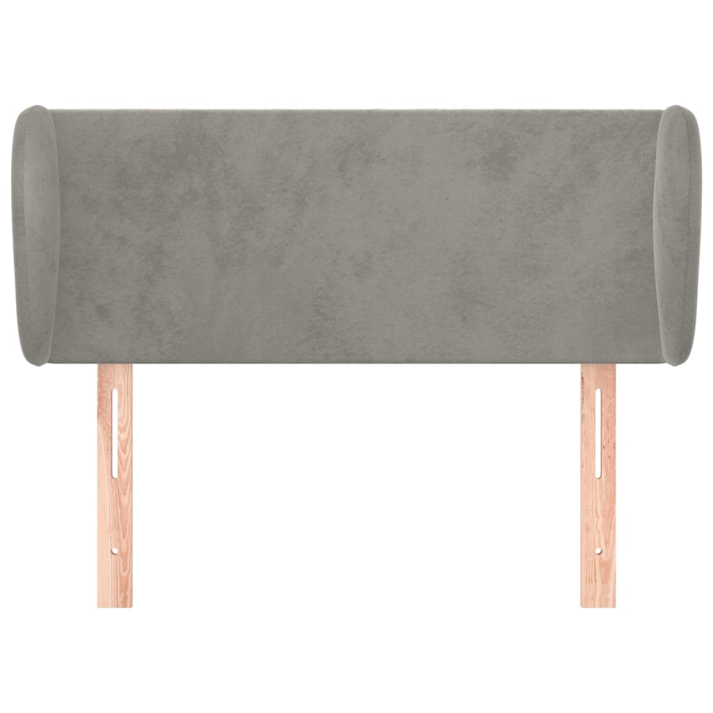 sengegavl med kanter 83x23x78/88 cm fløjl lysegrå