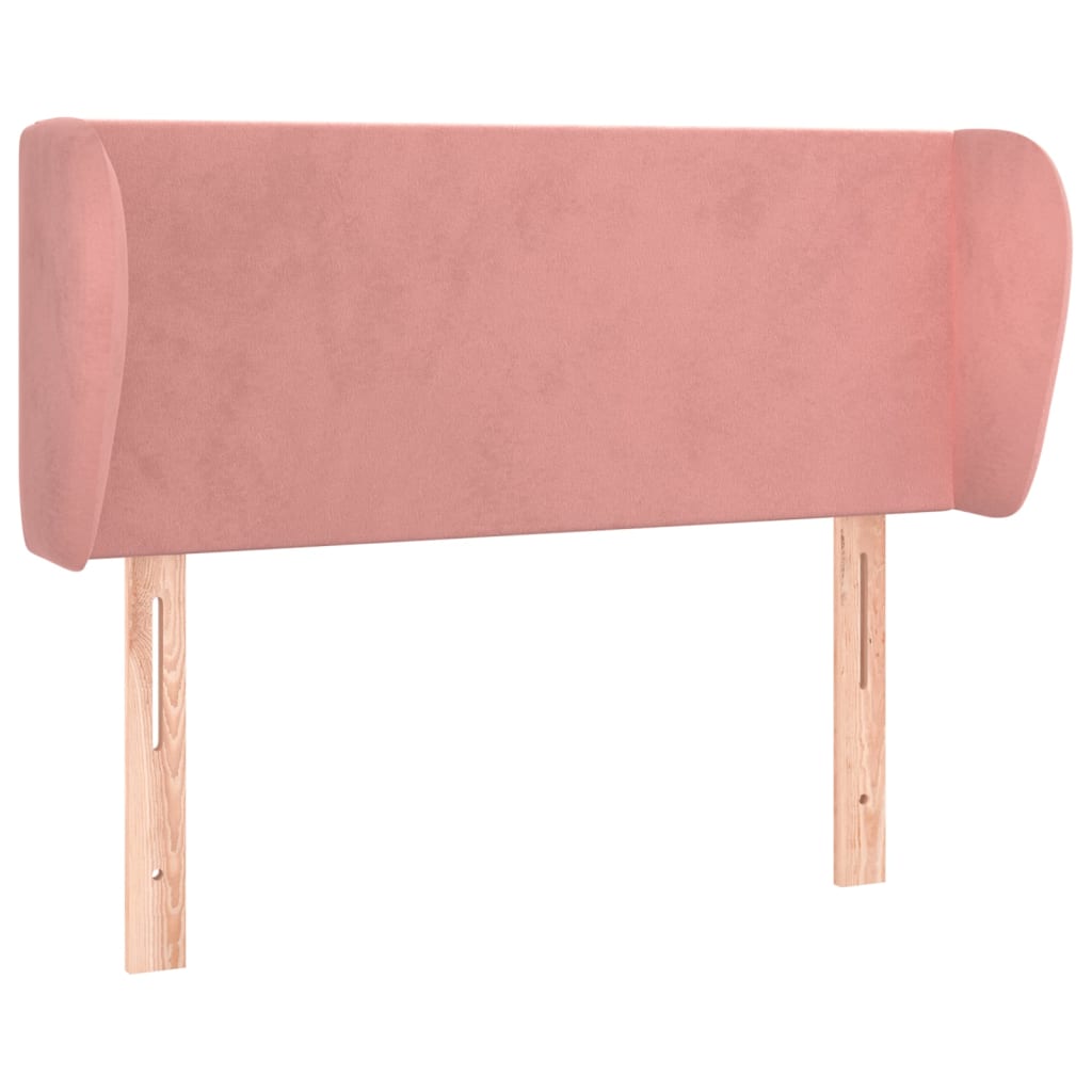 sengegavl med kanter 83x23x78/88 cm fløjl lyserød