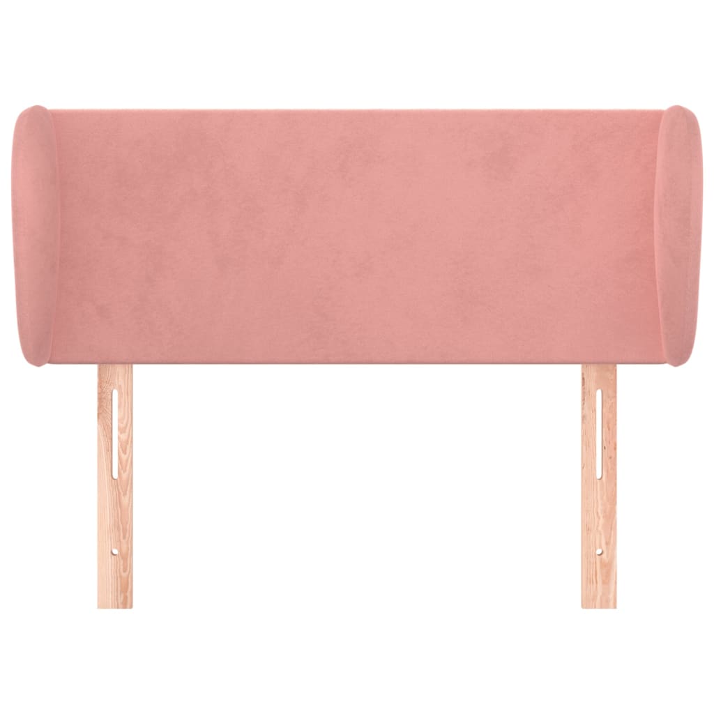 sengegavl med kanter 83x23x78/88 cm fløjl lyserød