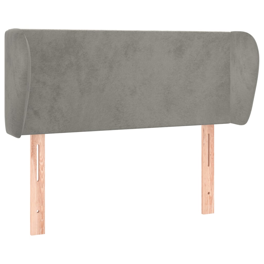 sengegavl med kanter 93x23x78/128 cm fløjl lysegrå