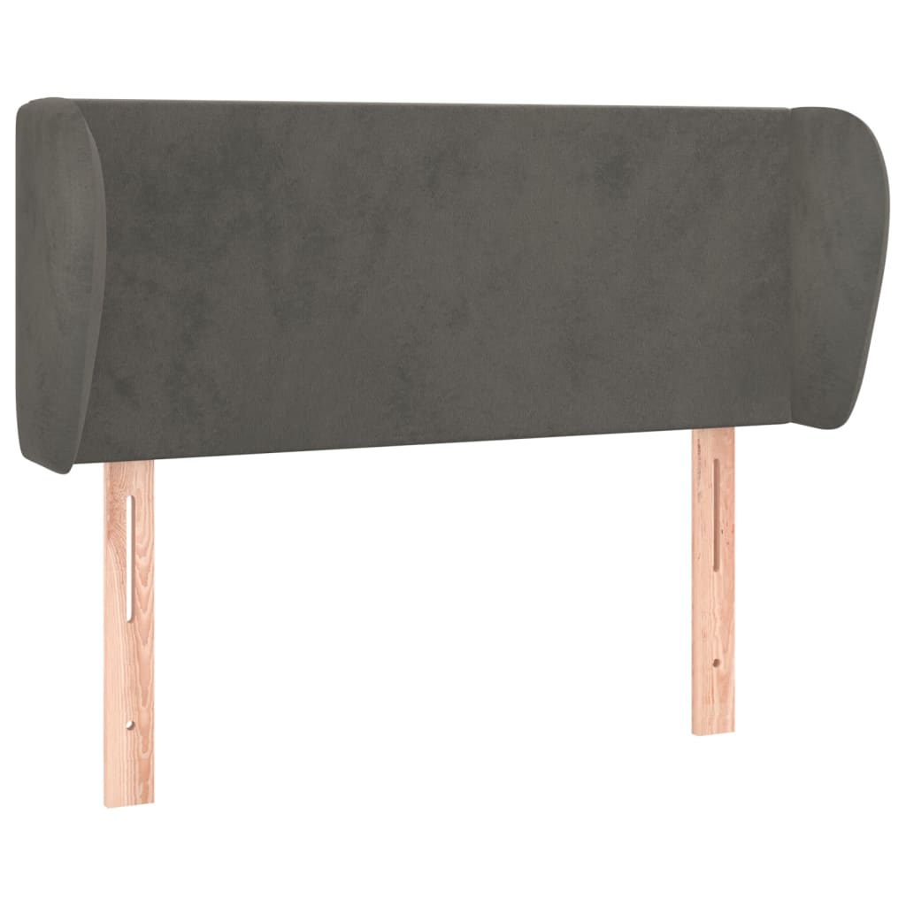 sengegavl med kanter 93x23x78/88 cm fløjl mørkegrå