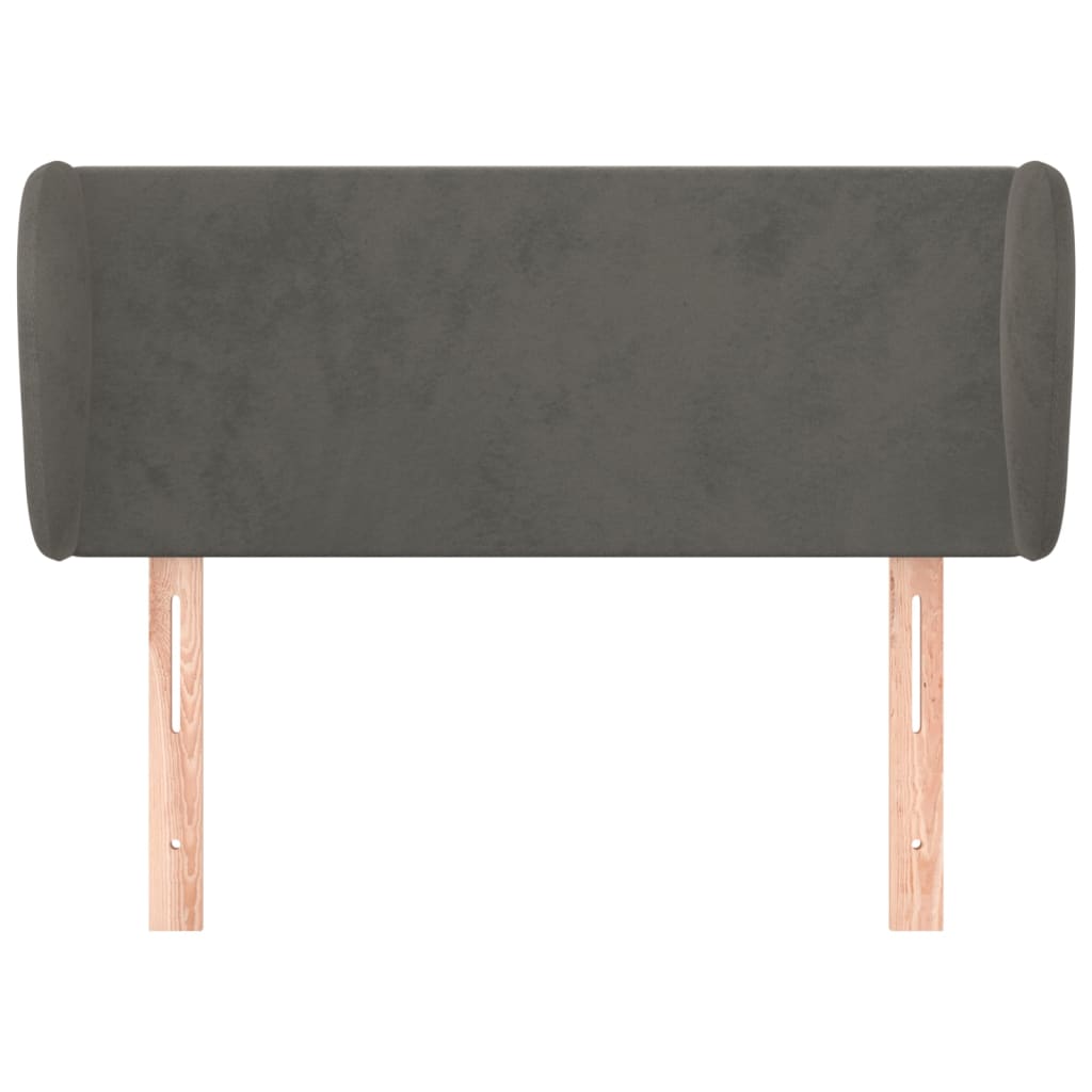sengegavl med kanter 103x23x78/88 cm fløjl mørkegrå
