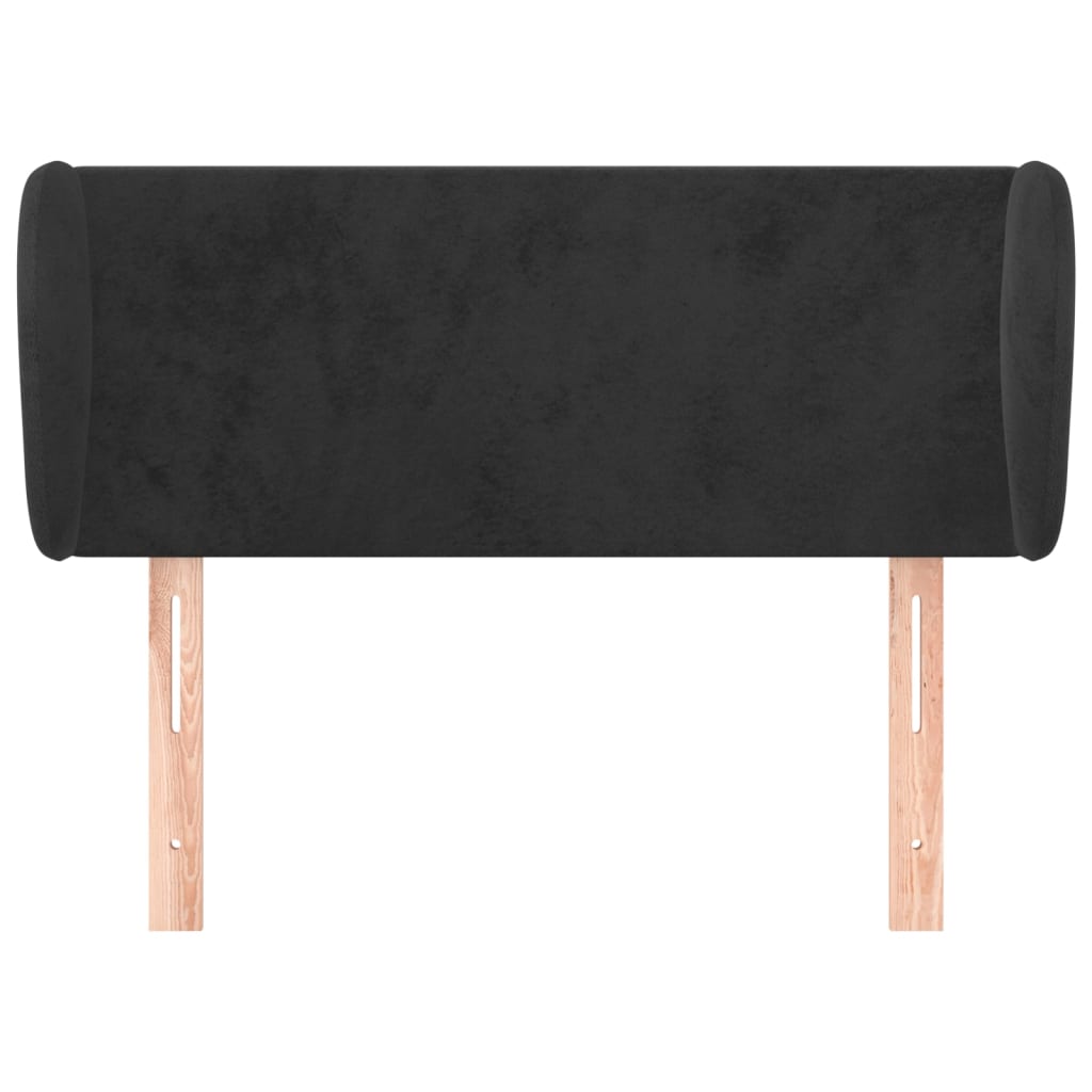 sengegavl med kanter 103x23x78/88 cm fløjl sort