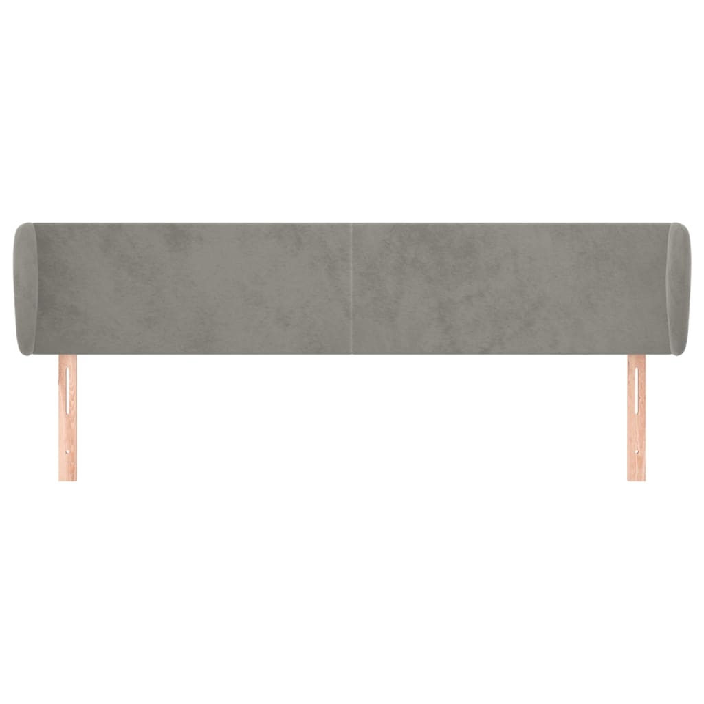 sengegavl med kanter 163x23x78/88cm fløjl lysegrå