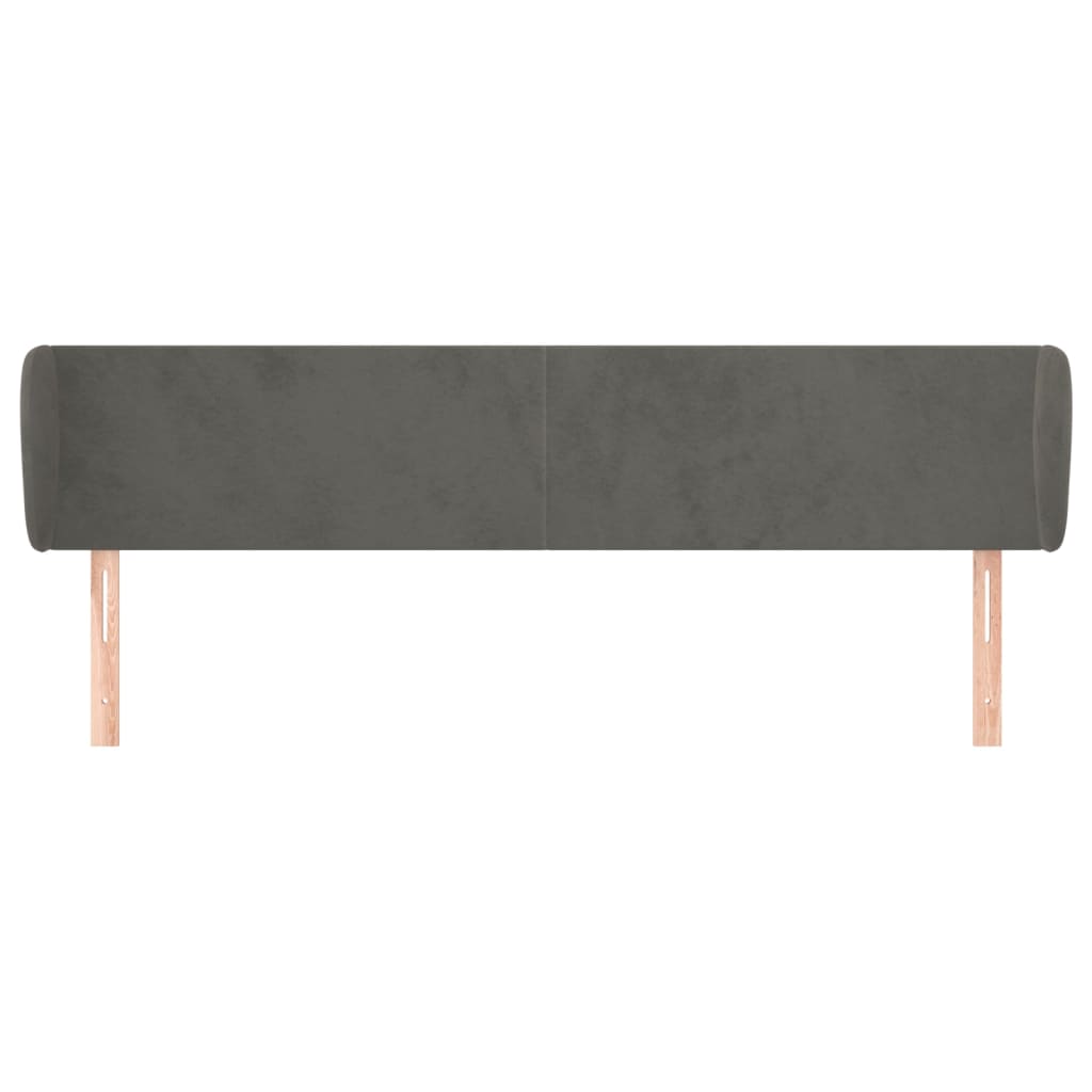 sengegavl med kanter 163x23x78/88 cm fløjl mørkegrå
