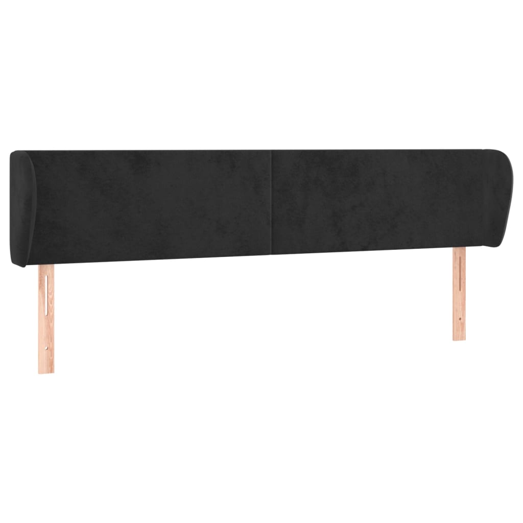 sengegavl med kanter 163x23x78/88 cm fløjl sort