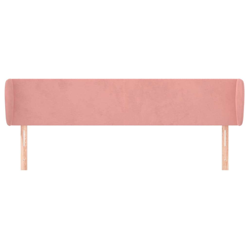 sengegavl med kanter 163x23x78/88 cm fløjl lyserød