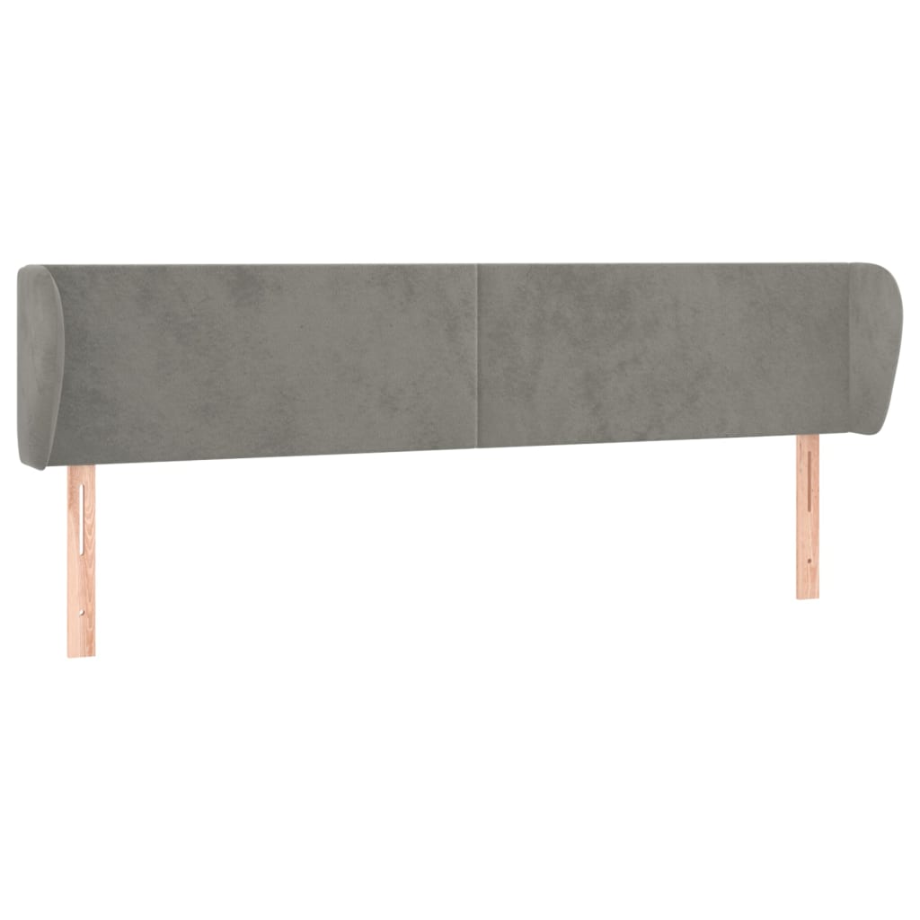 sengegavl med kanter 183x23x78/88cm fløjl lysegrå