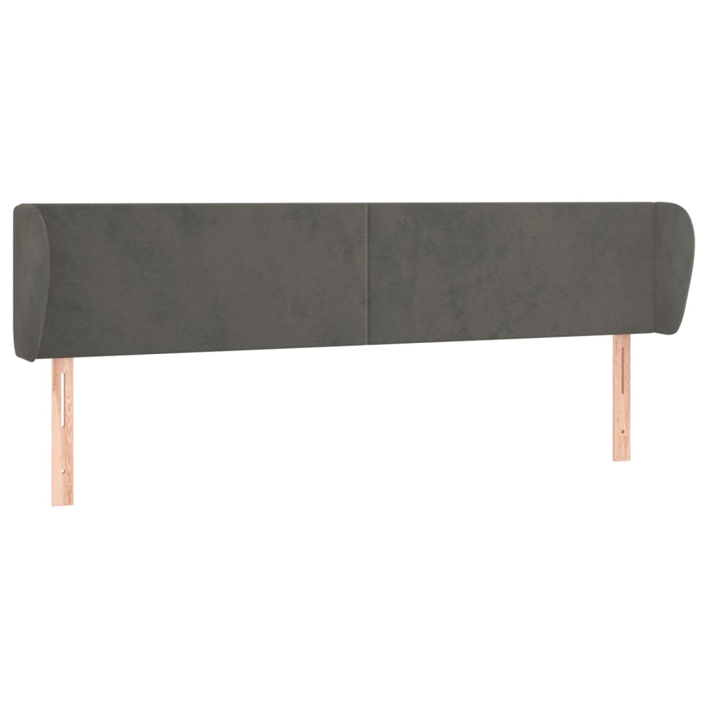 sengegavl med kanter 183x23x78/88 cm fløjl mørkegrå