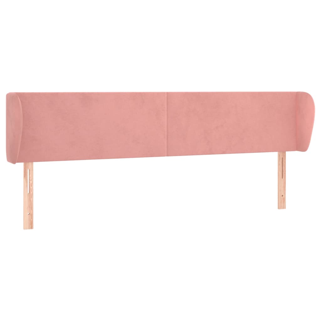 sengegavl med kanter 183x23x78/88 cm fløjl lyserød