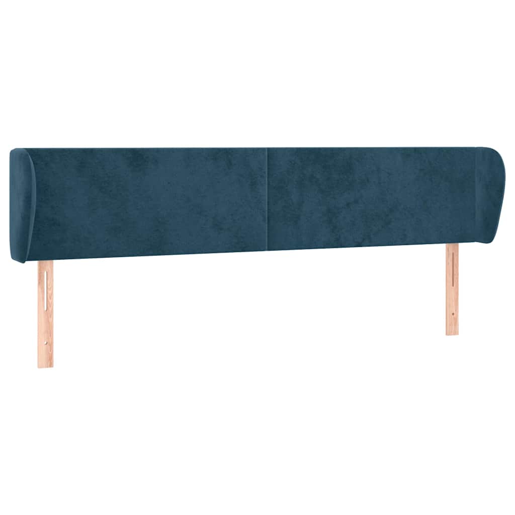 sengegavl med kanter 203x23x78/88 cm fløjl mørkeblå