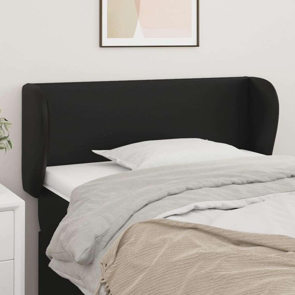 sengegavl med kanter 83x23x78/88 cm kunstlæder sort