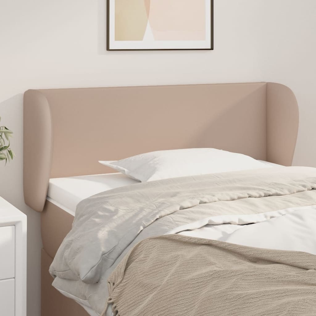 sengegavl med kanter 93x23x78/88 cm kunstlæder cappuccino