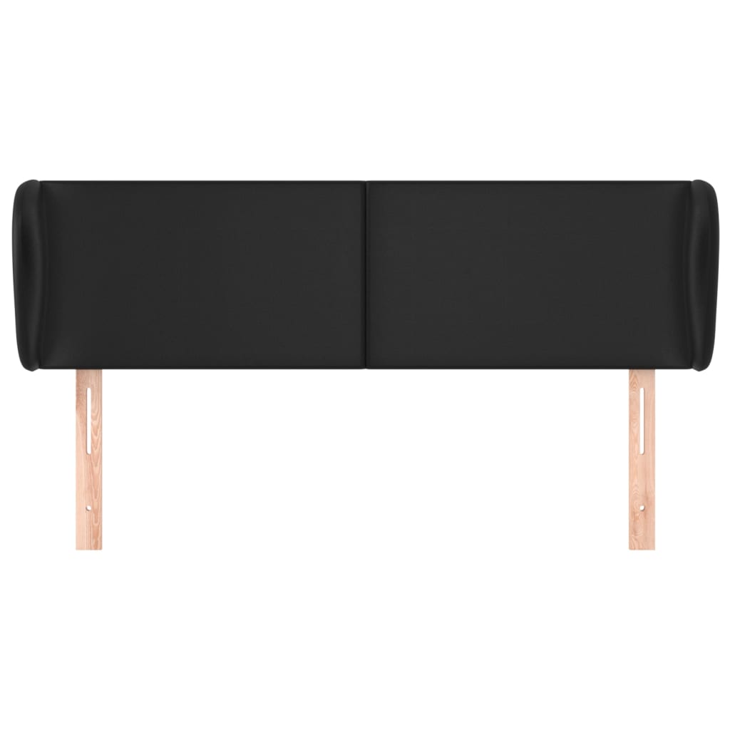 sengegavl med kanter 147x23x78/88 cm kunstlæder sort
