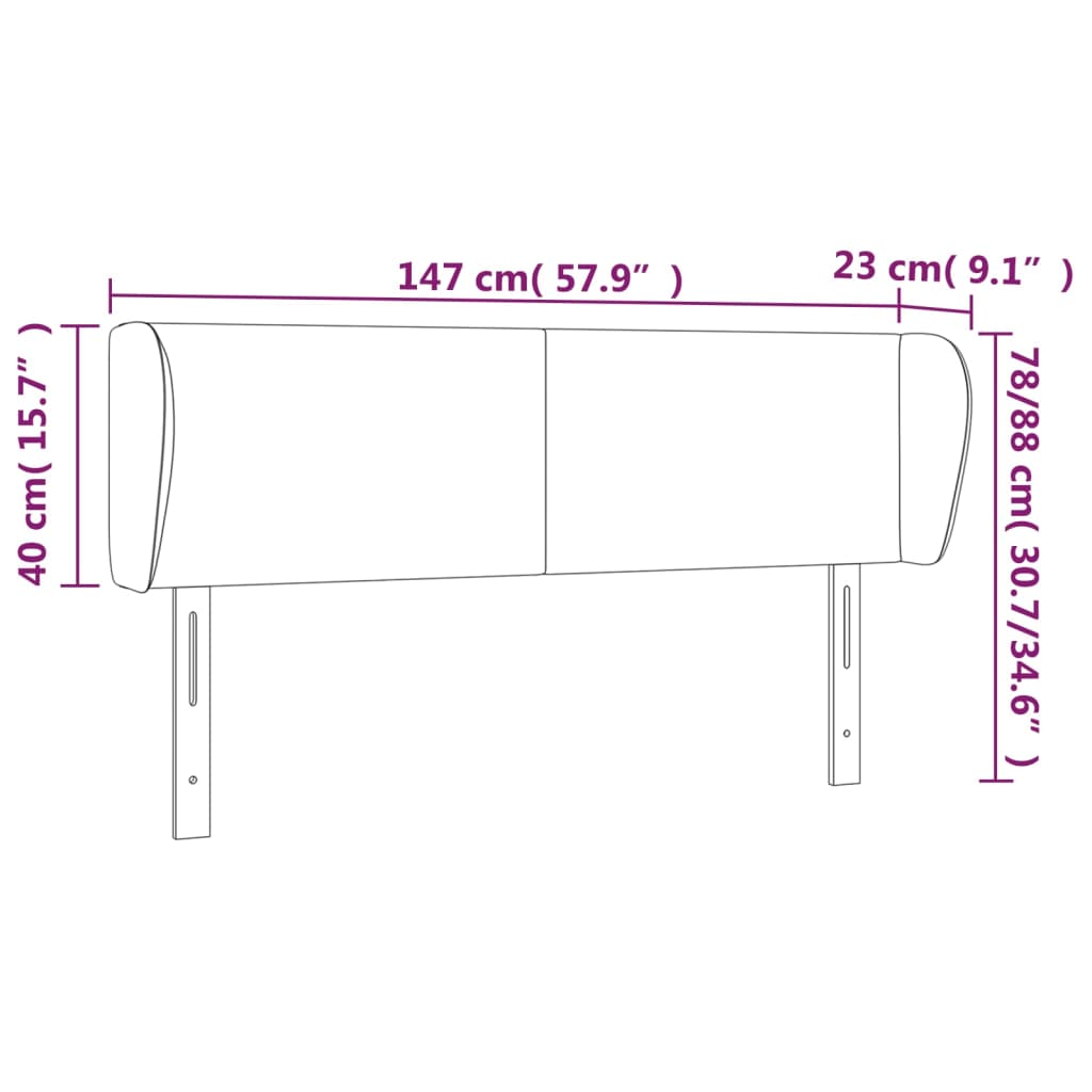 sengegavl med kanter 147x23x78/88 cm kunstlæder cappuccino