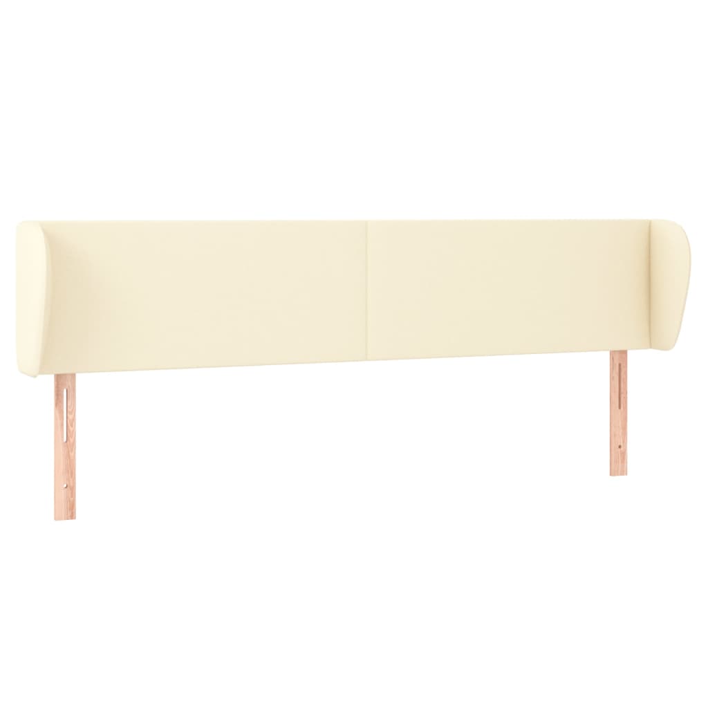sengegavl med kanter 163x23x78/88 cm kunstlæder cremefarvet
