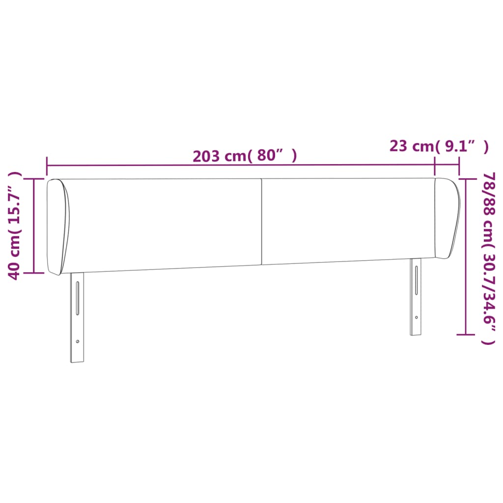 sengegavl med kanter 203x23x78/88 cm kunstlæder sort