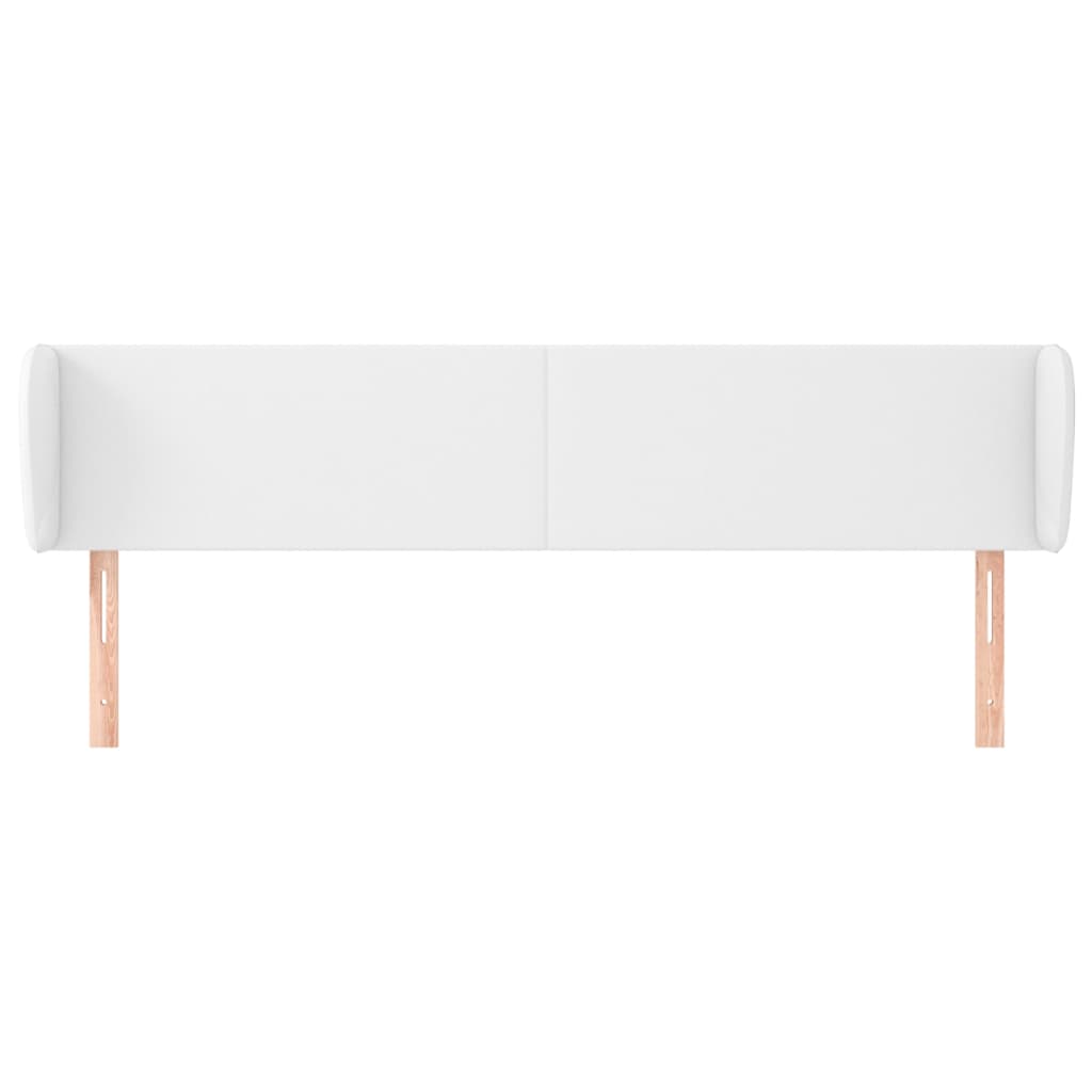 sengegavl med kanter 203x23x78/88 cm kunstlæder hvid