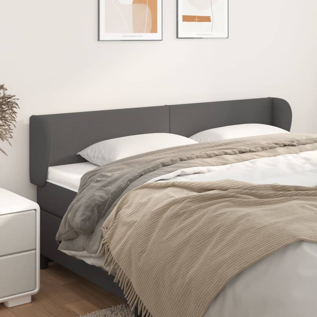 sengegavl med kanter 203x23x78/88 cm kunstlæder grå