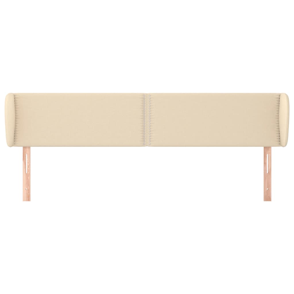 sengegavl med kanter 183x23x78/88 cm stof cremefarvet